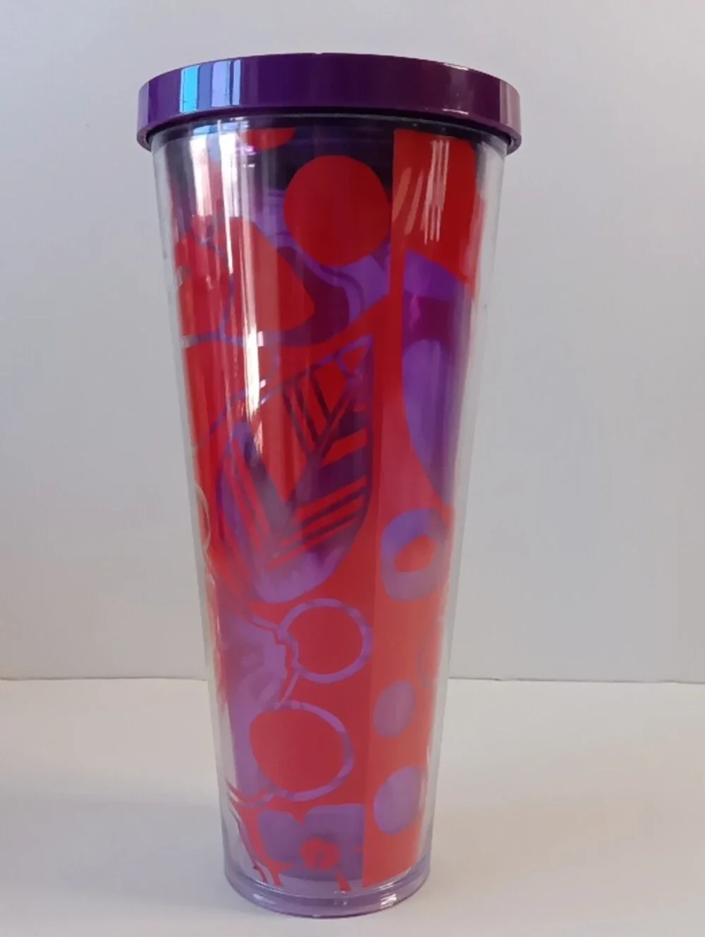Starbucks Red & Purple Floral Double-Walled Cold 24oz Tumbler